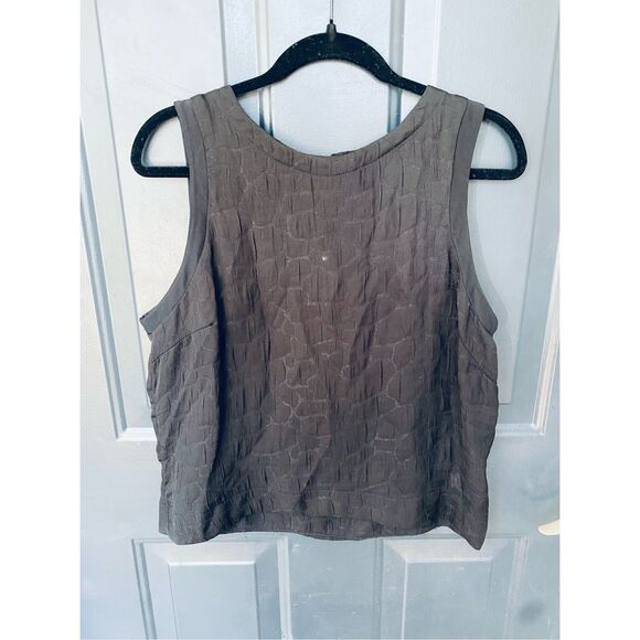 Search for Sanity Black Crinkle Tank, Silk Blend Blouse, Size Large - Picture 1 of 9